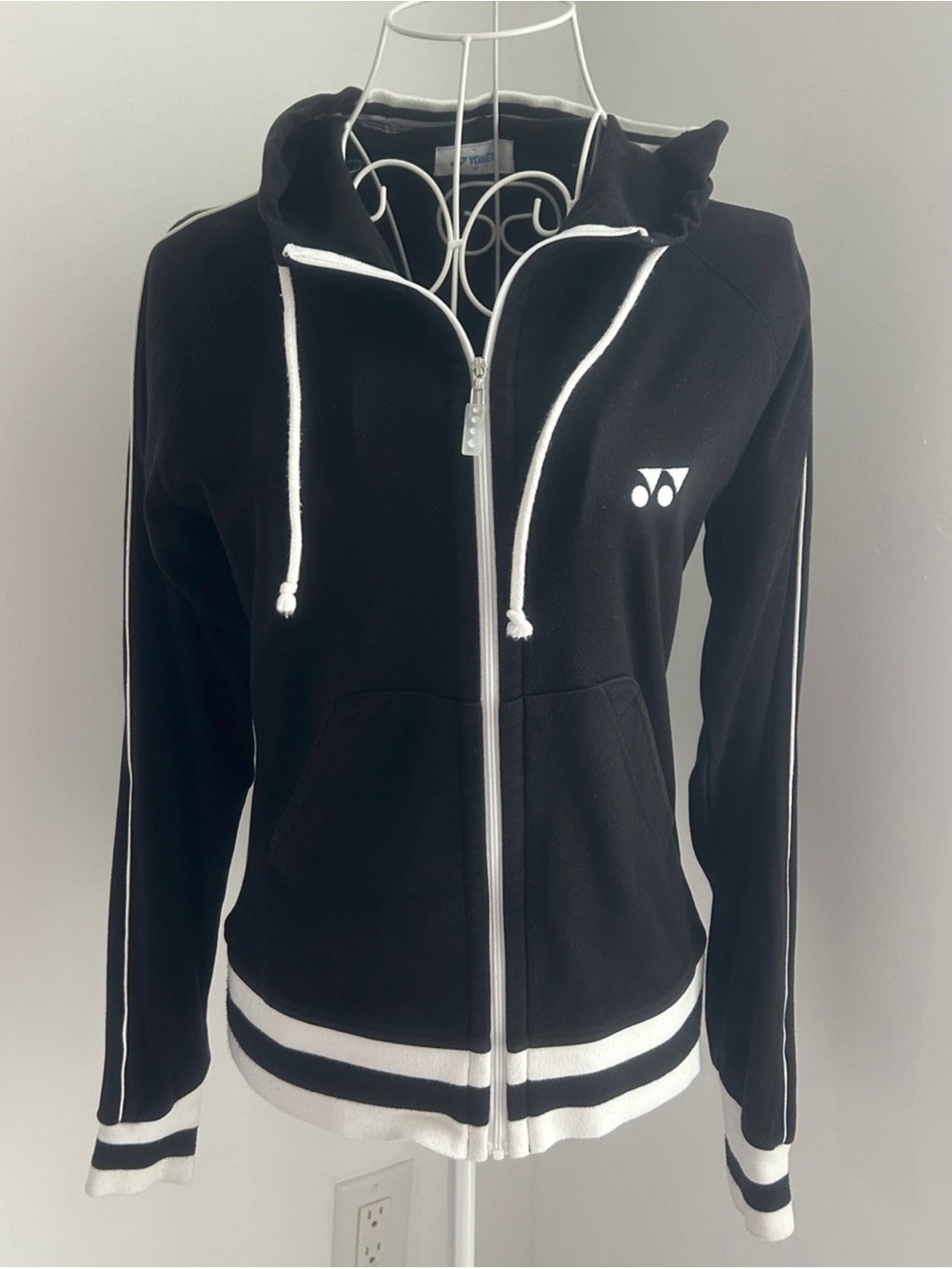 Vintage Y2K Yonex Japan Black & White Full-Zip Athletic Hoodie | Women's S/M